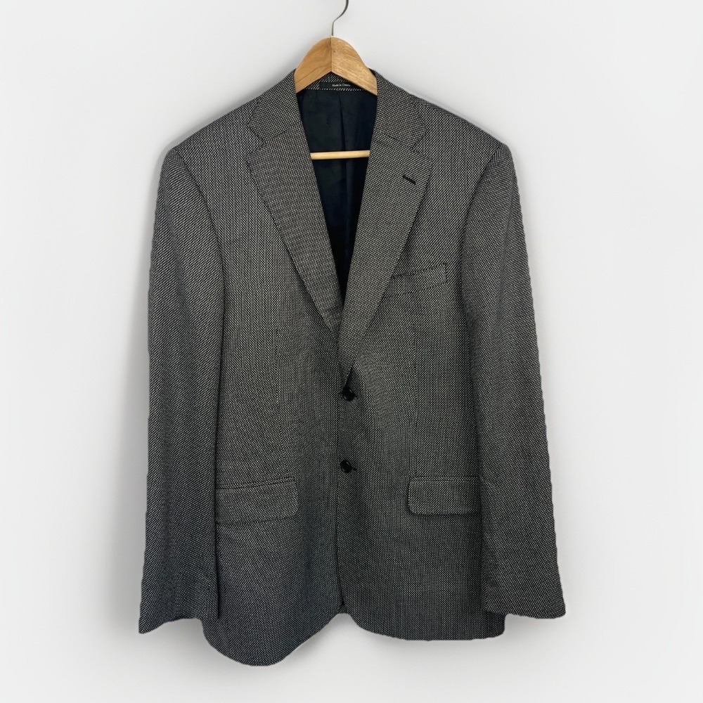 Versace Collection Blazer 50 UK 40R US Mens Birdseye‎ Bamboo Dark Gray Jacket